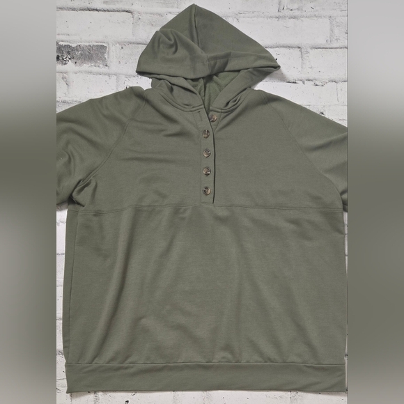 Ricki’s Olive Green Button Front Hoodie Soft Casual Sweatshirt - Size XXL - Picture 7 of 11